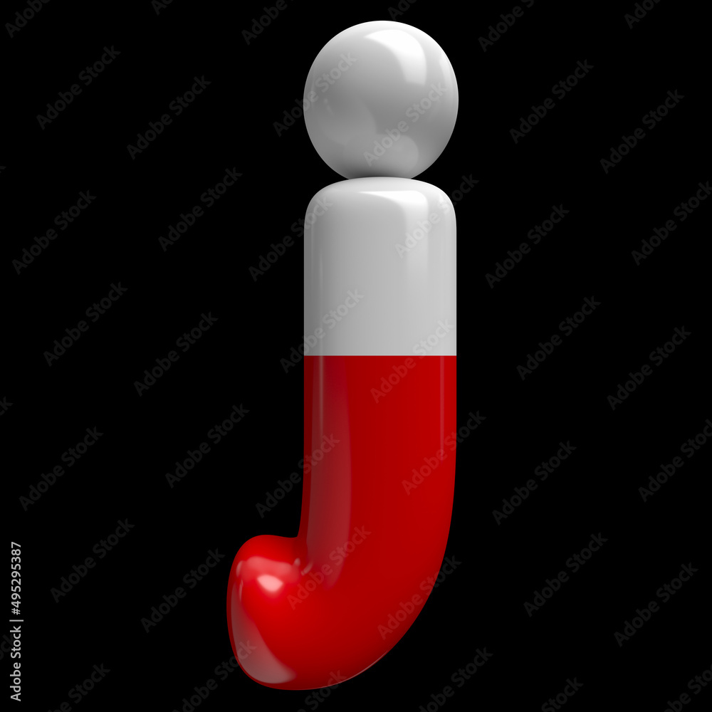 Poland flag letter J - Lowercase 3d polish font - Suitable for Poland, Ukraine war or politics related subjects Poland flag letter J - Lowercase 3d polish font - Suitable for Poland, Ukraine war or politics related subjects