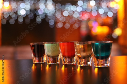 Colorful Alcoholic Cocktails Lined Up