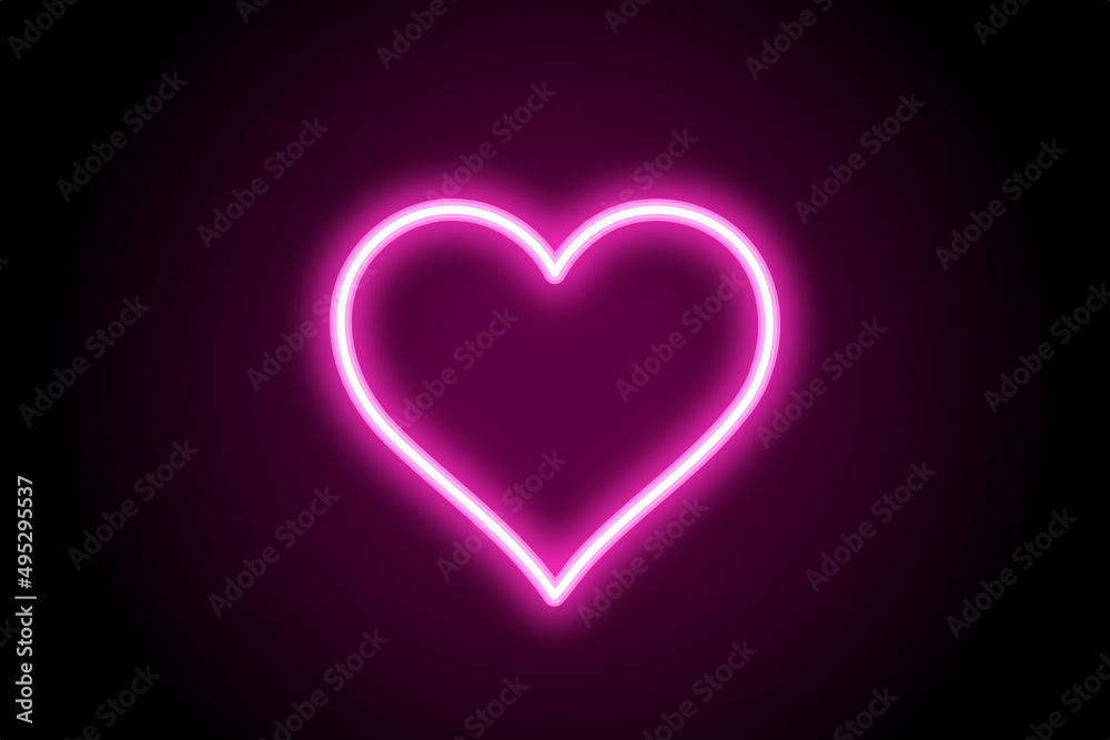 heart on black background red neon