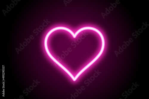 heart on black background red neon