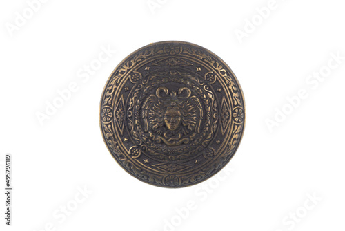 heraldic bronze shield isolated on white background