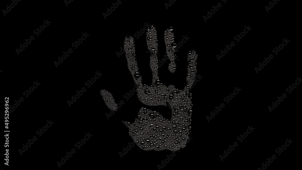 Inverted handprint printed on the wet glass on black background | hand cream commercial Inverted handprint printed on the wet glass on black background | hand cream commercial
