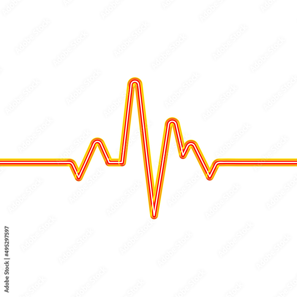 Neon heart rhythm continuous single line. 3d vector neon icon. Healthy cardiograph minimal neon style. Unique simple linear tube. Linear neon on a white background. Neon heart rhythm continuous single line. 3d vector neon icon. Healthy cardiograph minimal neon style. Unique simple linear tube. Linear neon on a white background.