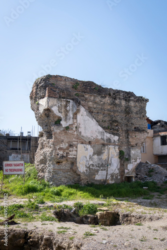 historical castle wall ruins. adana, turkey.