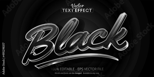 Silver text effect, editable shiny metallic color text style on dark textured background