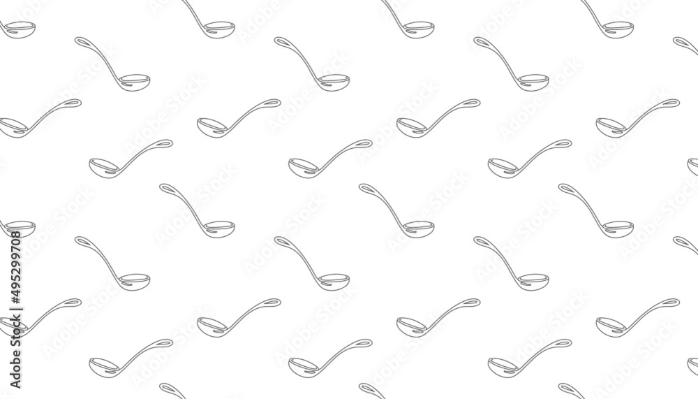 Vector illustration Linear pattern with ladles on a white background