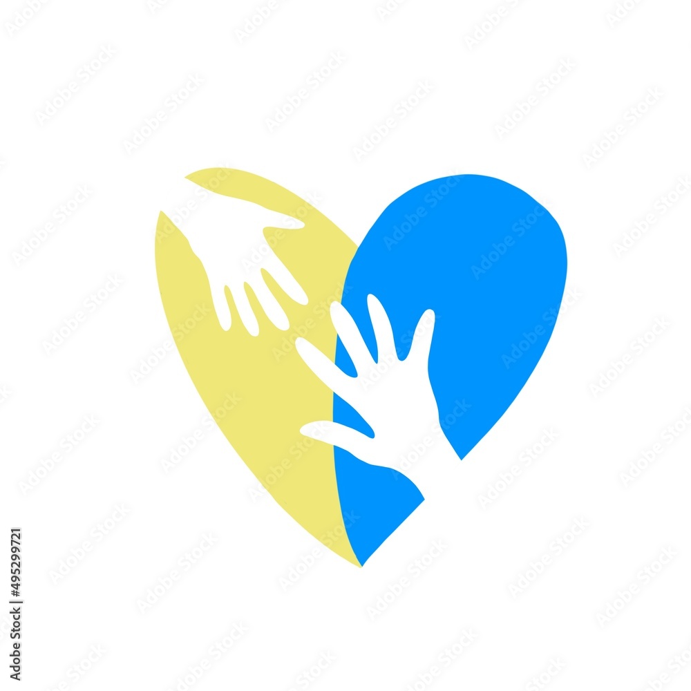 Obraz premium Love Ukraine, heart emblem national flag colored. Flag of Ukraine with heart shape