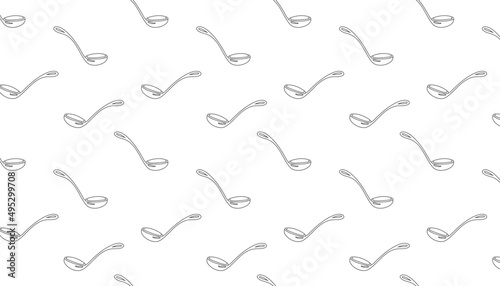 Vector illustration Linear pattern with ladles on a white background