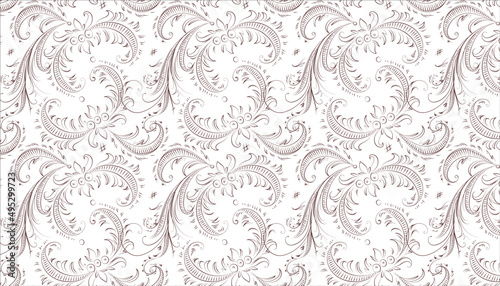 Vector illustration A pattern with a burgundy floral ornament on a white background