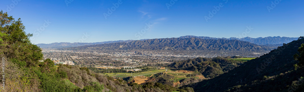 High angle view of the Burbank cityscape