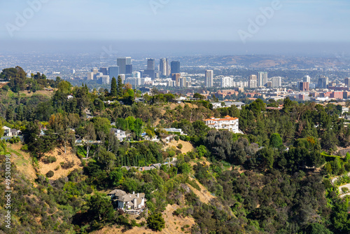 Sunny high angle view of the Los Angeles country