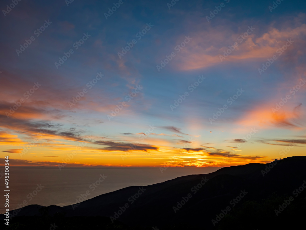 Sunset high angle view of the Santa Monica