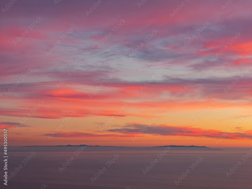 Fototapeta premium Sunset high angle view of the Santa Monica