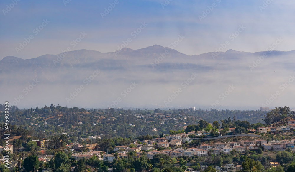 Sunny high angle view of the Los Angeles country