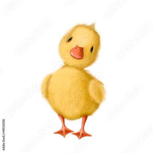 cute little yellow duckling, watercolor style illustration, summer holiday clipart