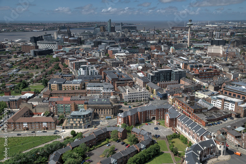 High angle view of Liverpool City, UK.