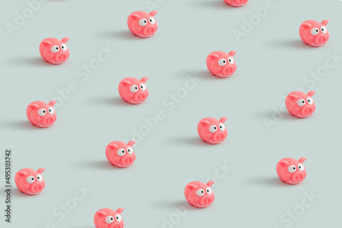 Pattern made of pink pig toy
