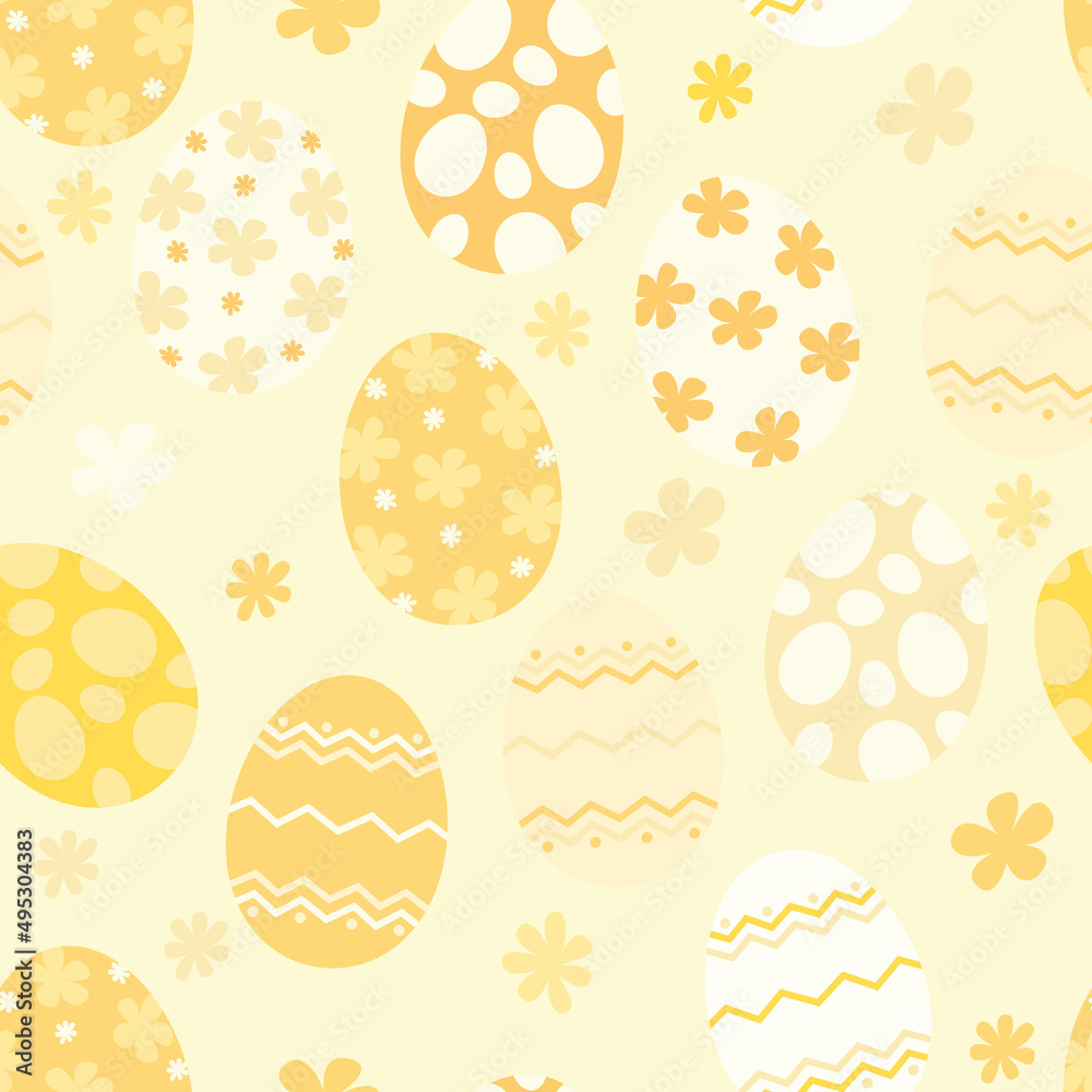 Easter Eggs repeat pattern design. Hand-drawn background. Holidays pattern for wrapping paper or fabric.