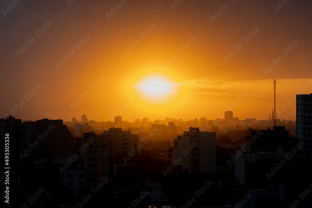 sunrise sunset in the city on a misty afternoon sunrise sunset in the city on a misty afternoon