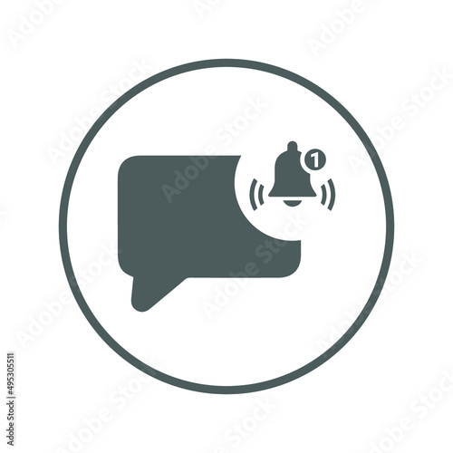Alert, message, bell, ring icon. Oray vector sketch.