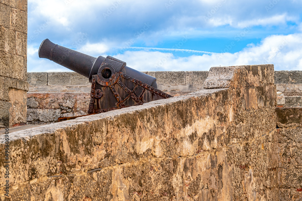 Spanish colonial cannon in El Morro castle, Havana, Cuba