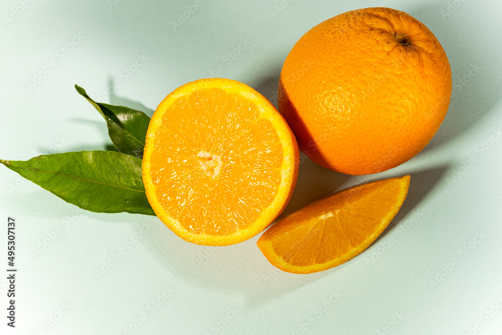 Fototapeta premium Beautiful background with citrus notes. Orange leaves. Orange