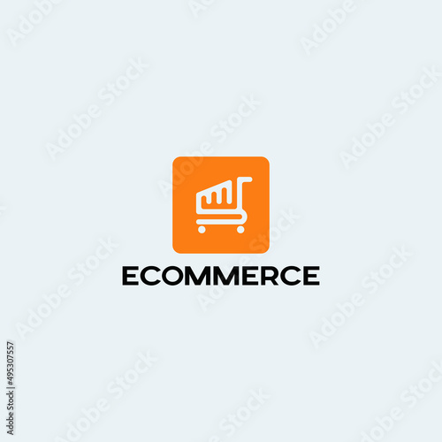 ecommerce logo with shopping cart vector. online shop logo design
