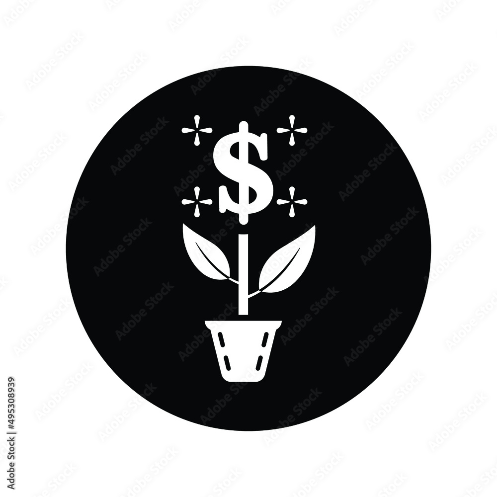 Dollar, money, plant icon. Black vector sketch. Dollar, money, plant icon. Black vector sketch.