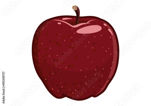 Red vector apple. Juicy fruit isolated on white background.