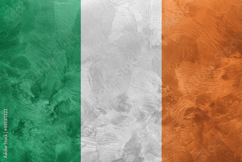 Textured photo of the flag of Ireland.
