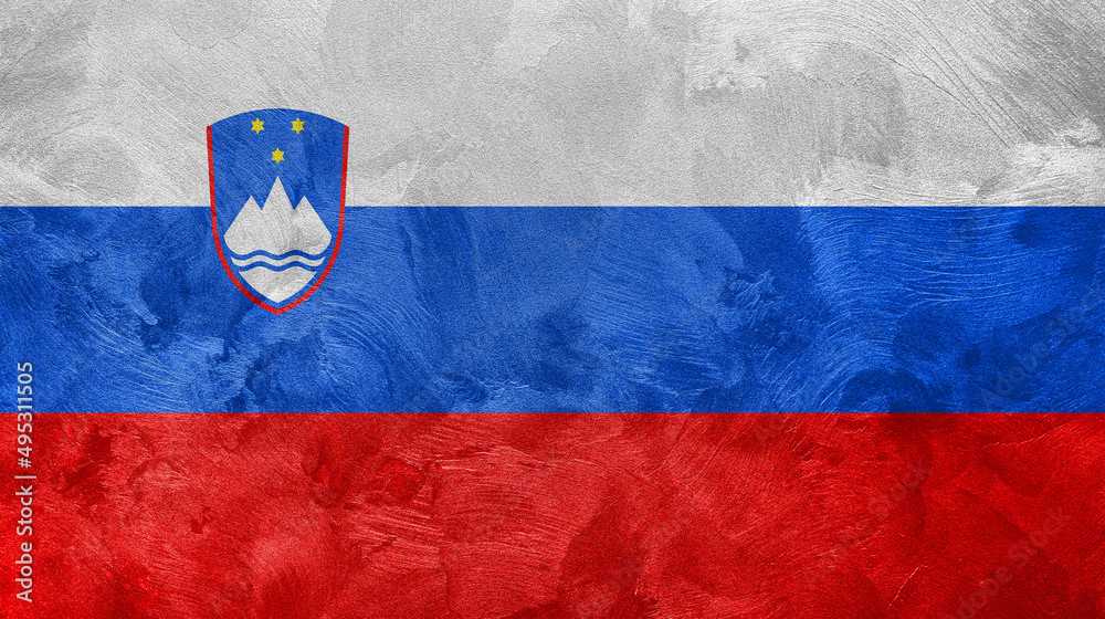 Textured photo of the flag of Slovenia.