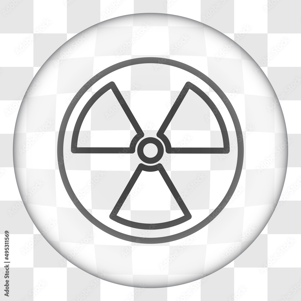 Fototapeta premium Radiation simple icon vector. Flat desing. Glass button on transparent grid