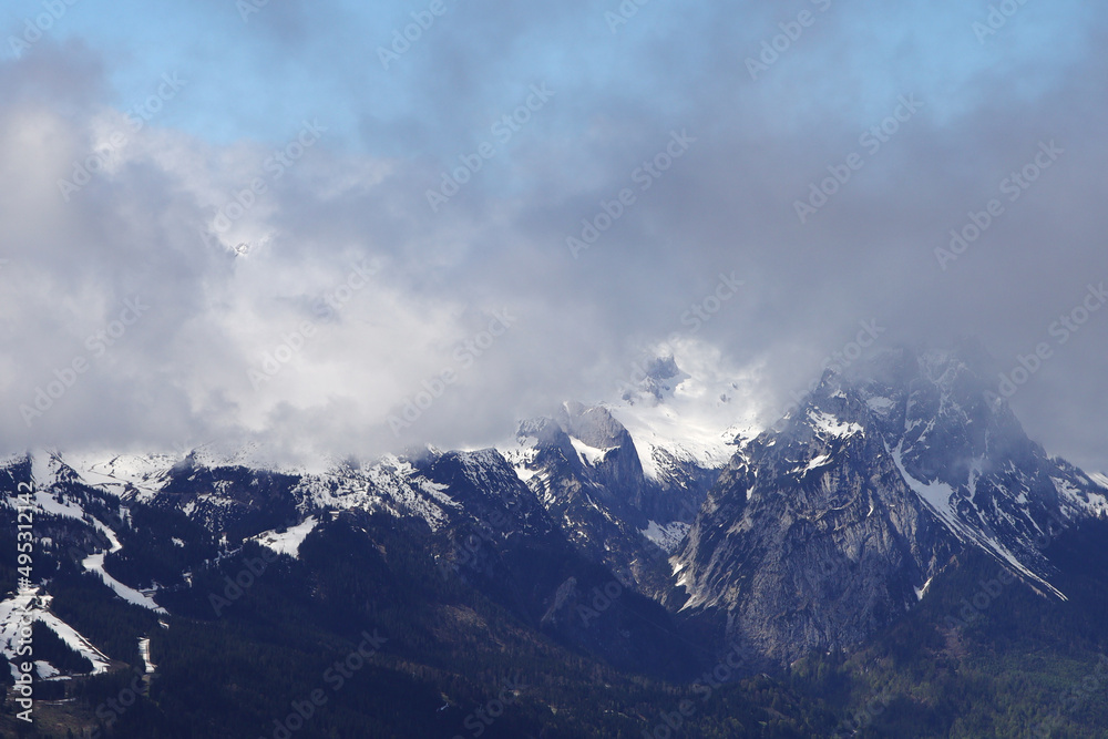 The view of Zugspitze mountain from Wank pick, Germany, Bavaria