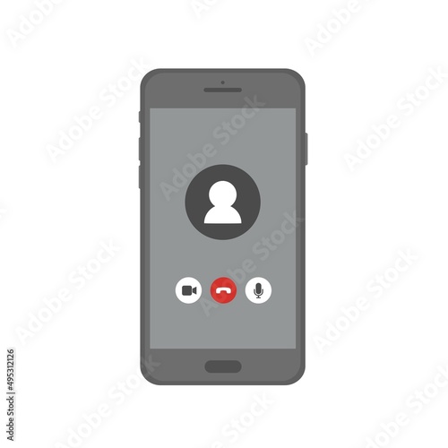 Video phone call on the screen. Video cal icons set. Vector