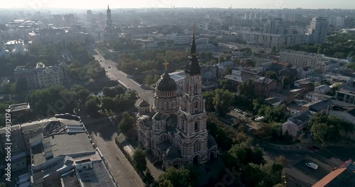 Areial view of Cathedral of the Annunciation Kharkiv, Ukraine before war