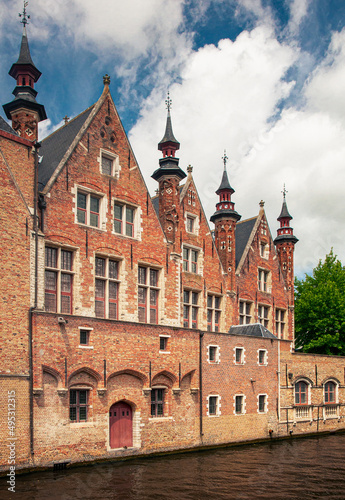 Nice houses in the medieval old town of Bruges, Belgium