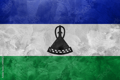 Textured photo of the flag of Lesotho.