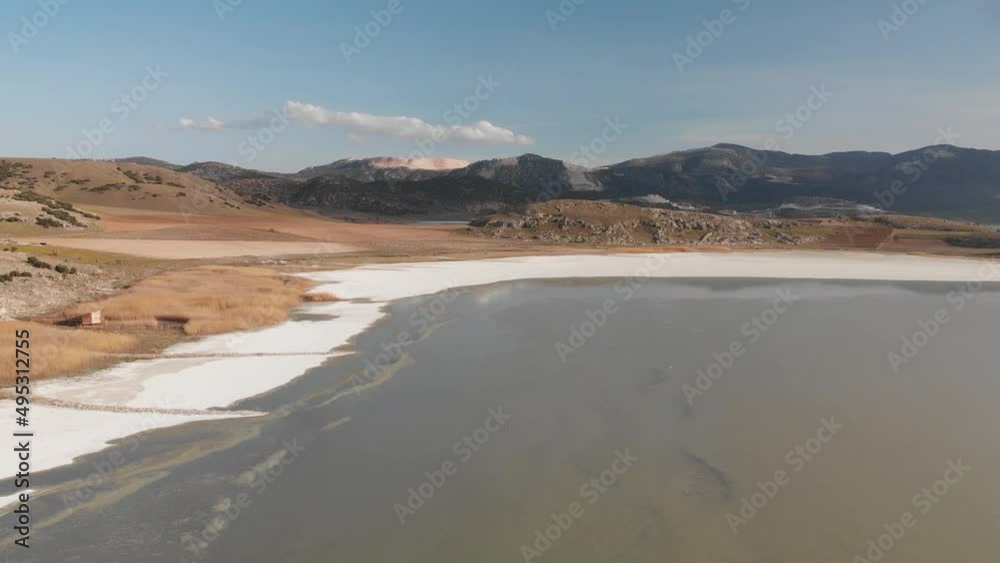 Aerial view of the soda lake Yarisli Golu near Salda lake Turkey Aerial view of the soda lake Yarisli Golu near Salda lake Turkey