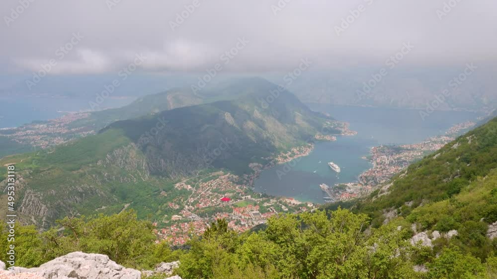 Aerial view of Kotor bay (Boka Kotorska). Filmed in UHD 4k video. Aerial view of Kotor bay (Boka Kotorska). Filmed in UHD 4k video.