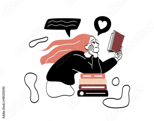Literature fan with books abstract concept