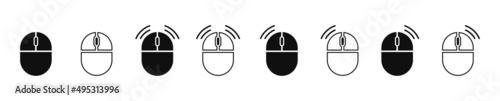 Computer mouse icon set. Left, right button click. Vector EPS 10
