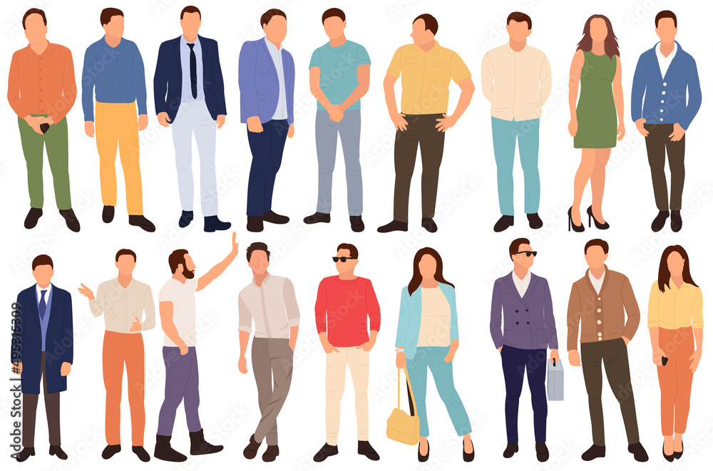 set people flat design, isolated, vector