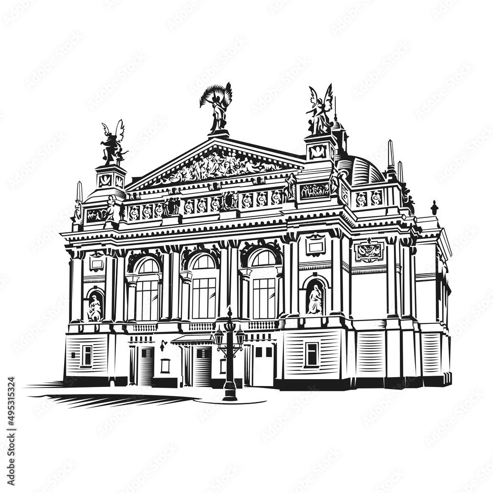 Facade of Opera theater in Lviv-city Ukraine