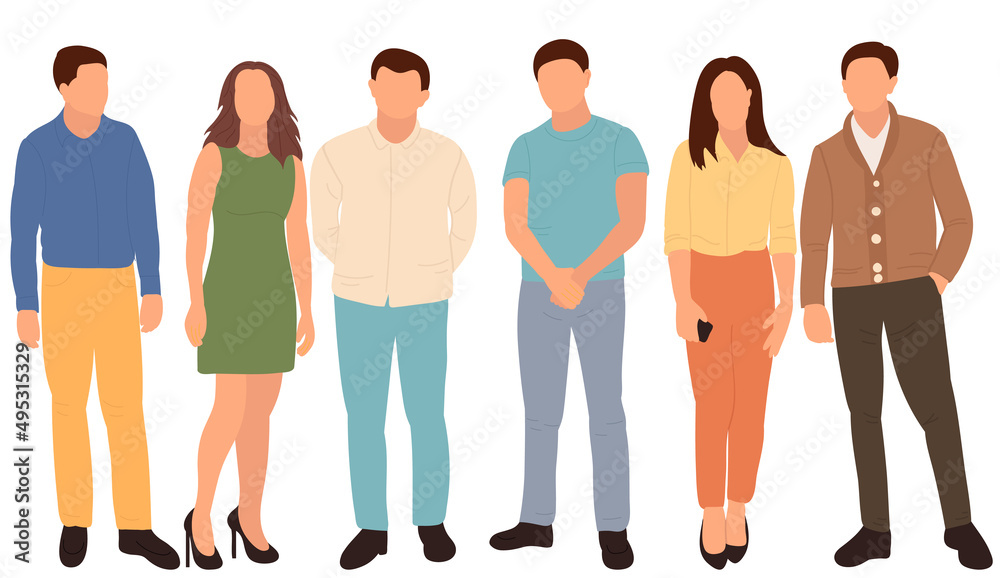 Obraz premium people standing flat design, isolated, vector
