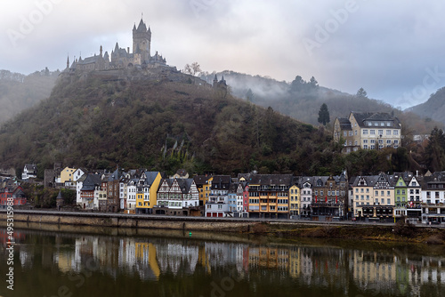 Cochem, Germany, beautiful historic city on the Moselle river, city view with Reichsburg castle located on a hill