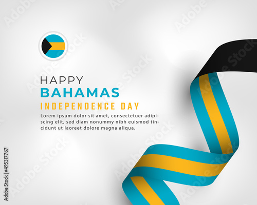 Happy Bahamas Independence Day July 10th Celebration Vector Design Illustration. Template for Poster, Banner, Advertising, Greeting Card or Print Design Element