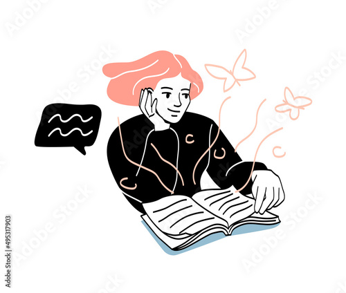 Person with interesting book abstract concept