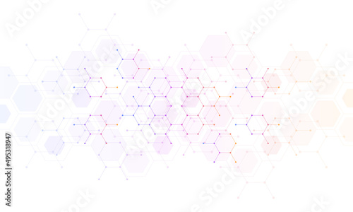 Abstract design element with geometric background and hexagons shape pattern