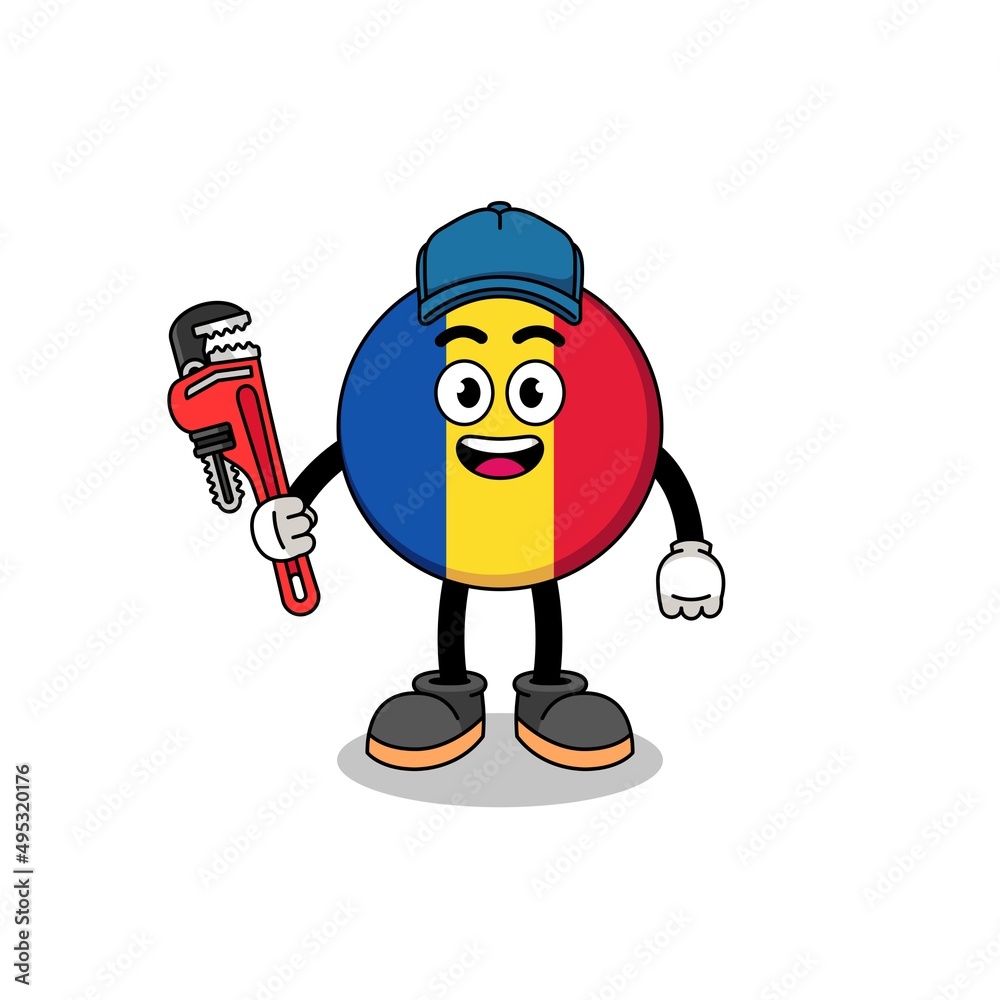 romania flag illustration cartoon as a plumber romania flag illustration cartoon as a plumber