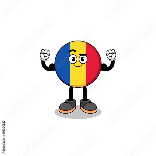 Mascot cartoon of romania flag posing with muscle